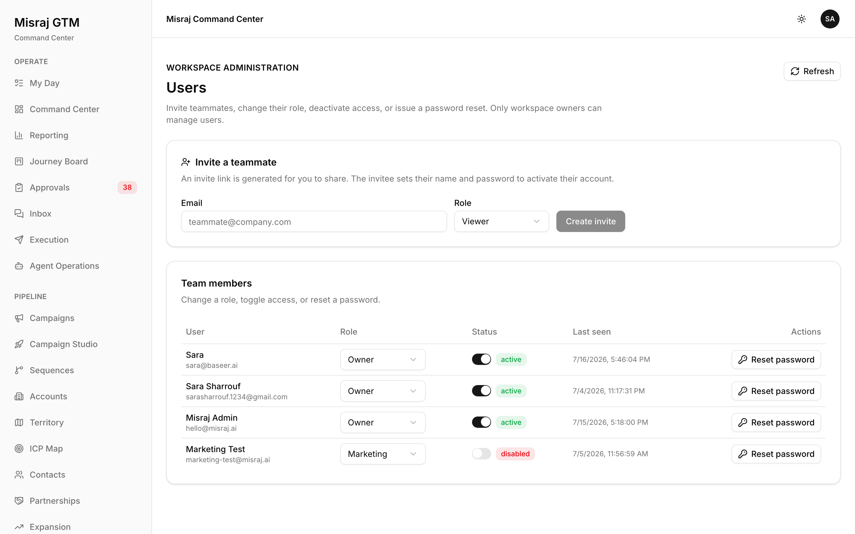 Users screenshot